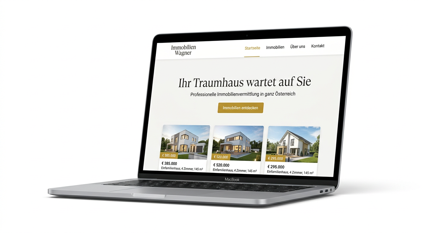 Professionelle Makler-Website auf Laptop